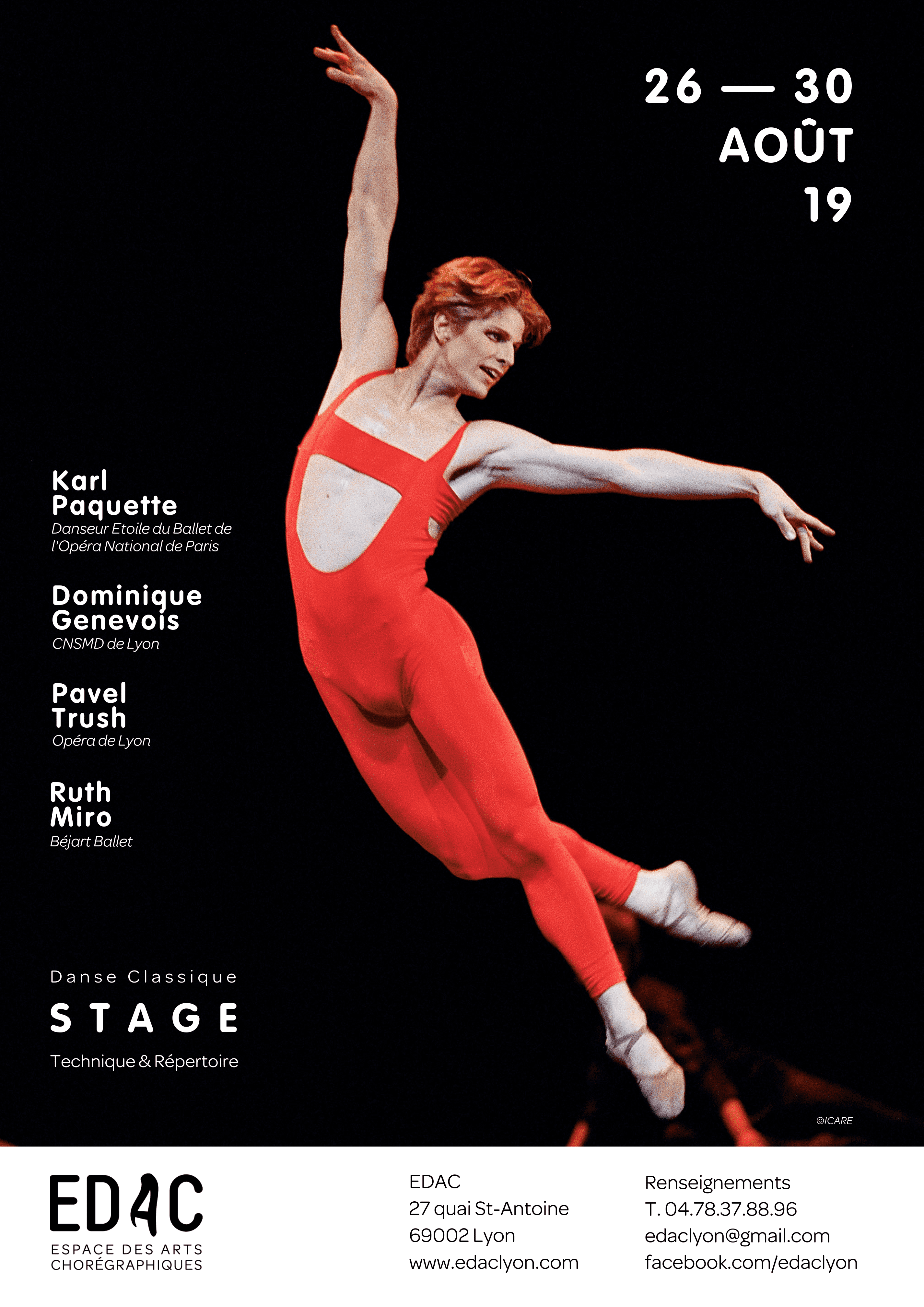 Karle Paquette, Maurice Béjart, stage de danse classique à Lyon, Pavel Trush, Ruth Miro Dominique Genevois